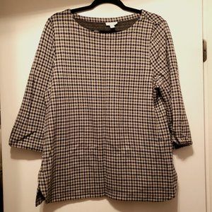 J. Jill Size L Ponte Knit Houndstooth Top, Classy, Cozy, Excellent Condition